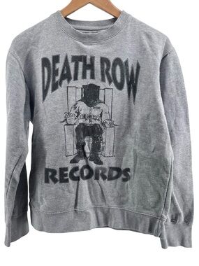 Death Row Records Electric Chair Graphic Sweatshirt Grey Black Boxy Sweatshirt